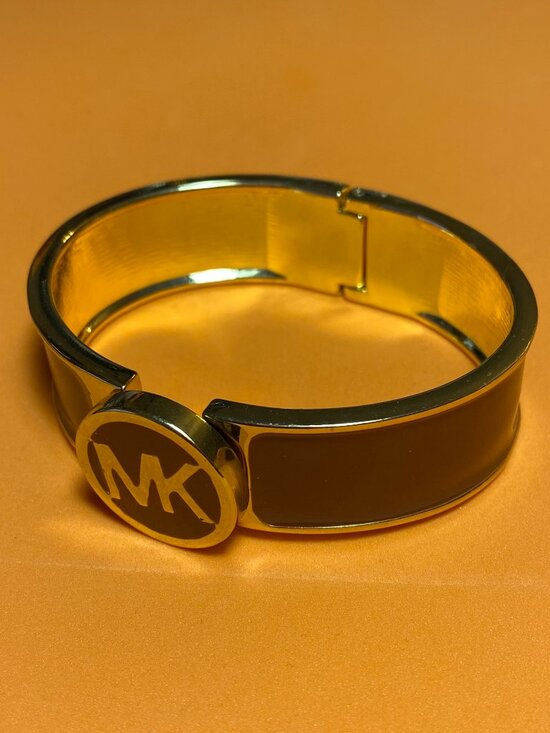 Michael Kors Jewelry - Michael Kors Hinged Brown MK logo Bracelet